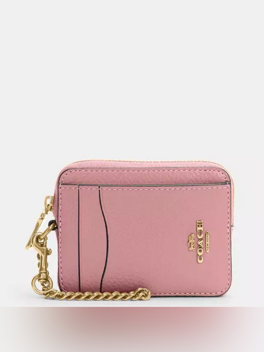 🌟SALE 6.99 SHIP🌟 NWT Coach Zip Card Case, True Pink/Gold